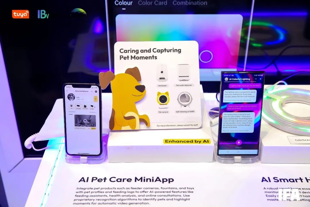 Smart home setup for pets with connected devices including feeders, water fountains and litter boxes