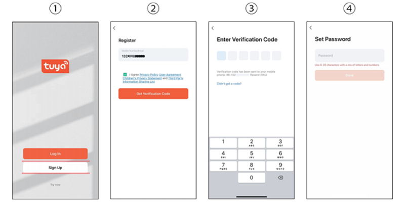 App login and registration screen
