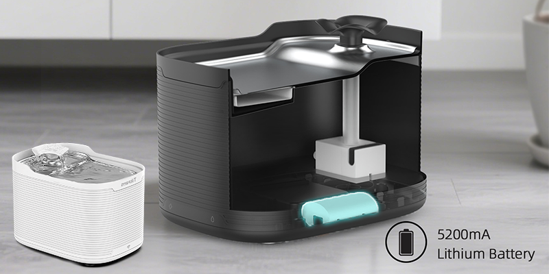 Smart pet feeder and water fountain with battery packs