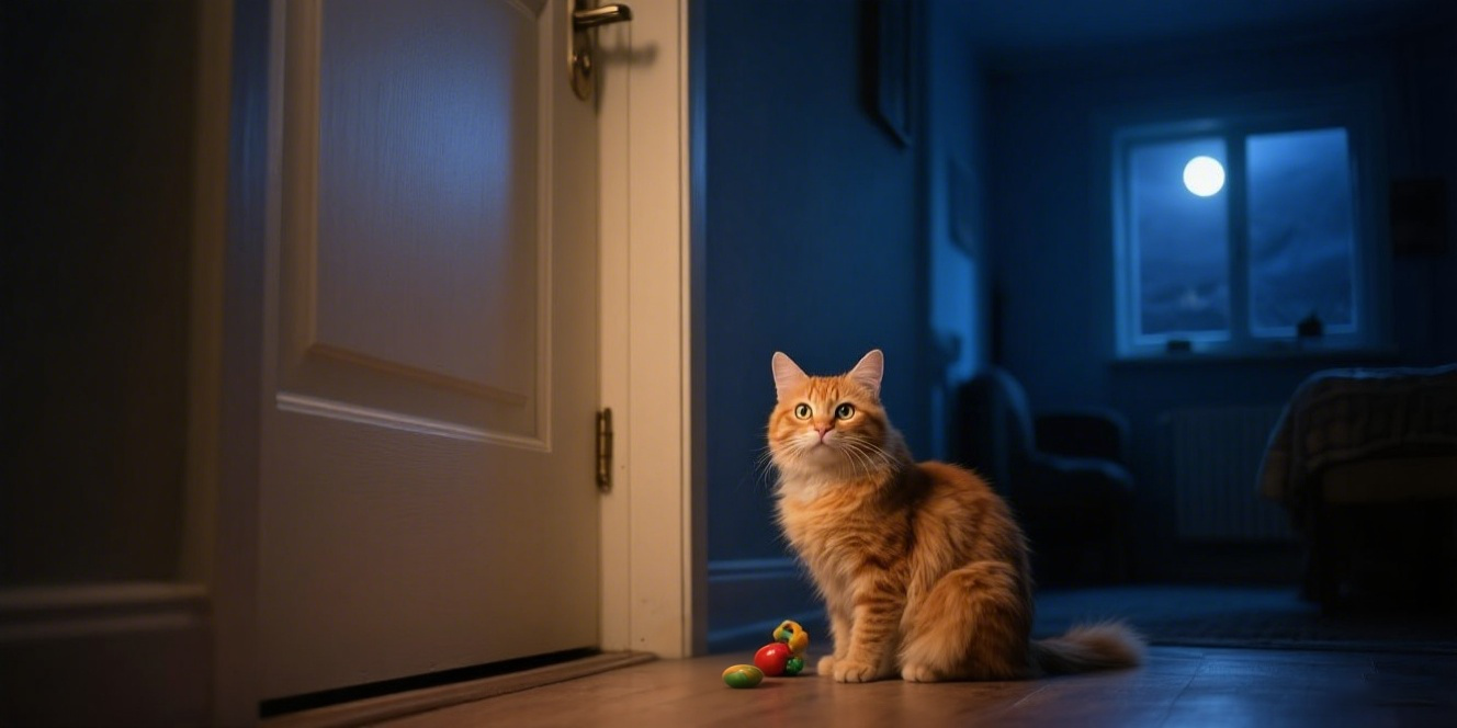 Cat and owner following daily routine, showing how felines adapt to human schedules