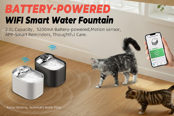 Smart water fountain with filtration system and LED indicator lights