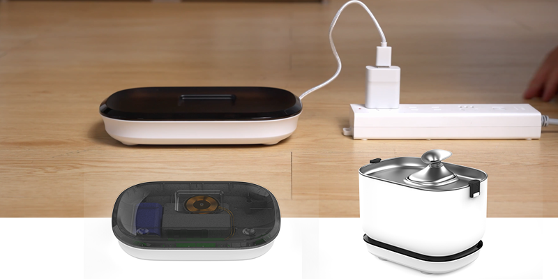 Charging a smart pet feeder with original adapter